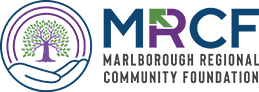 MRCF Logo with hand holding a graphic tree encircled by lines of color.