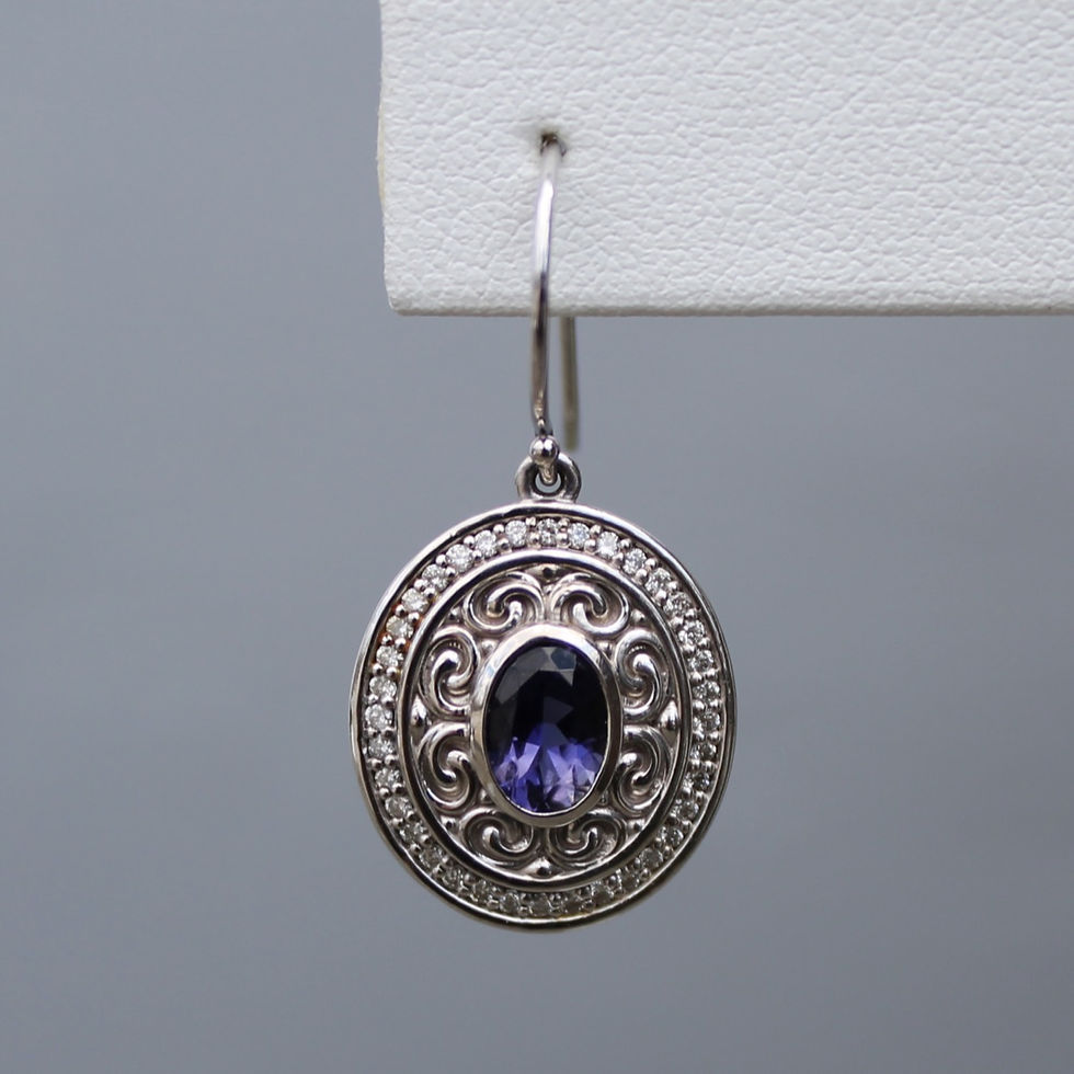 Thumbnail: 14K White Gold Iolite and Diamond Earrings