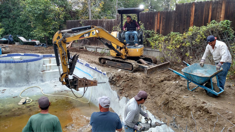 Custom faux rock pool in Montecito work in progress Crystal Pools