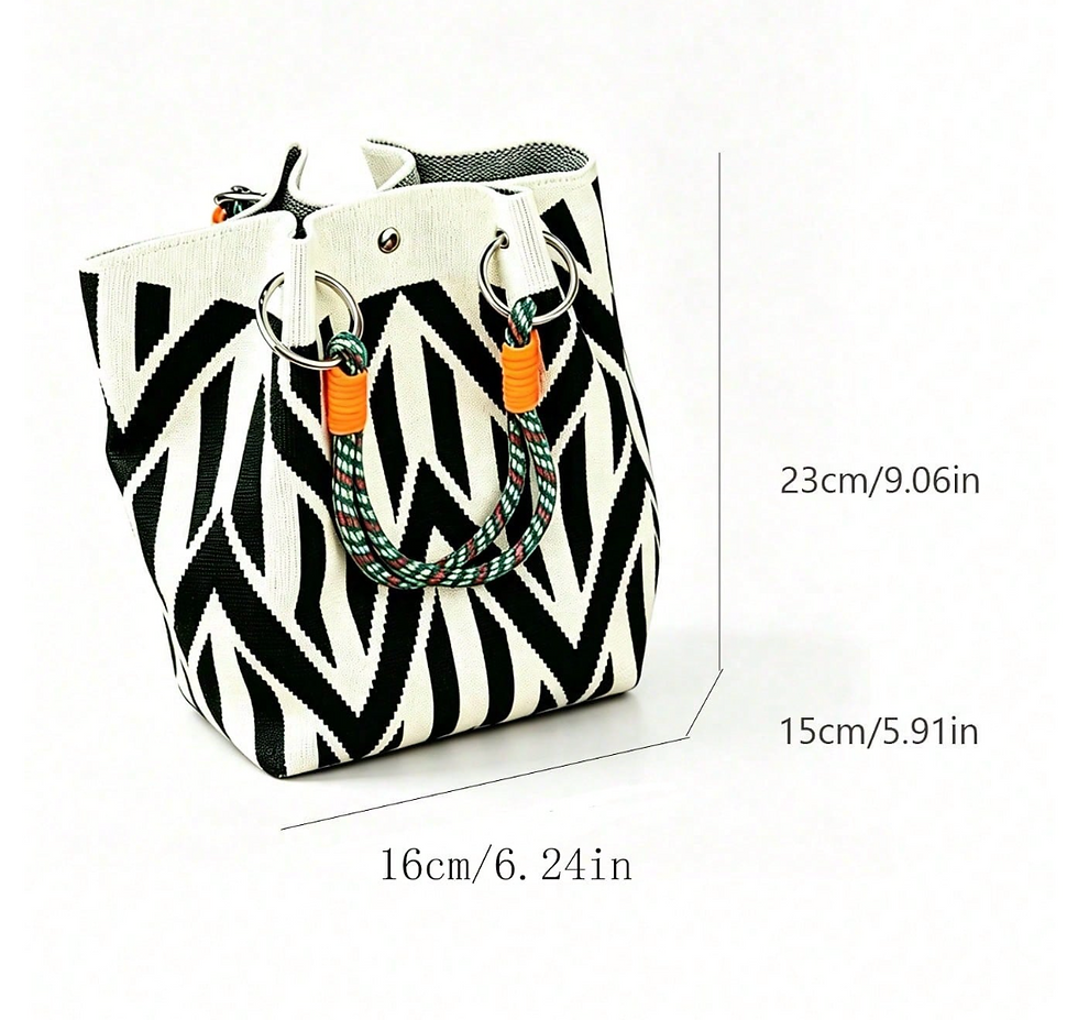 Thumbnail: Black & White Geometric Canvas Bag