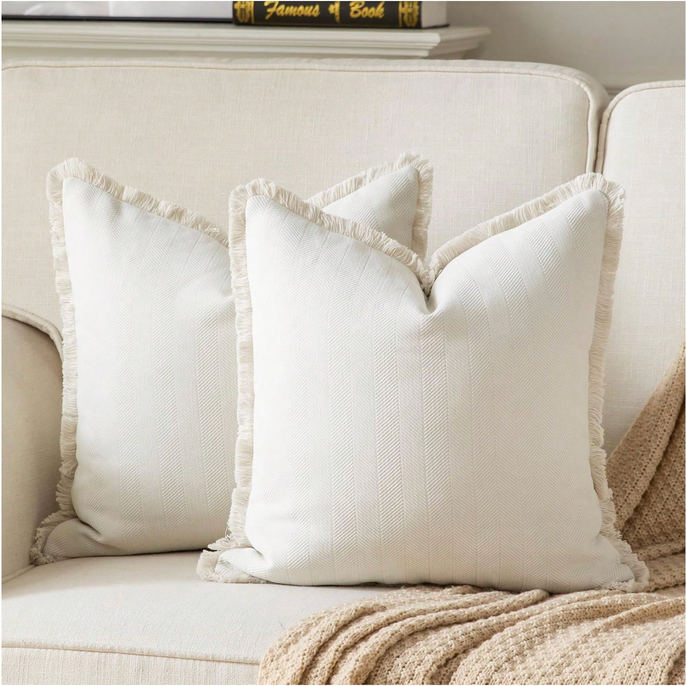 Chevron Fringed Cushion Covers