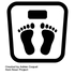 An abstract image of footprints on a scale indicative of weight management