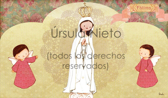 Miniatura: Tríptico de la virgen de Fátima en rosa personalizado
