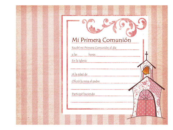 Miniatura: Interior. Página para poner los datos del día de la Primera Comunión