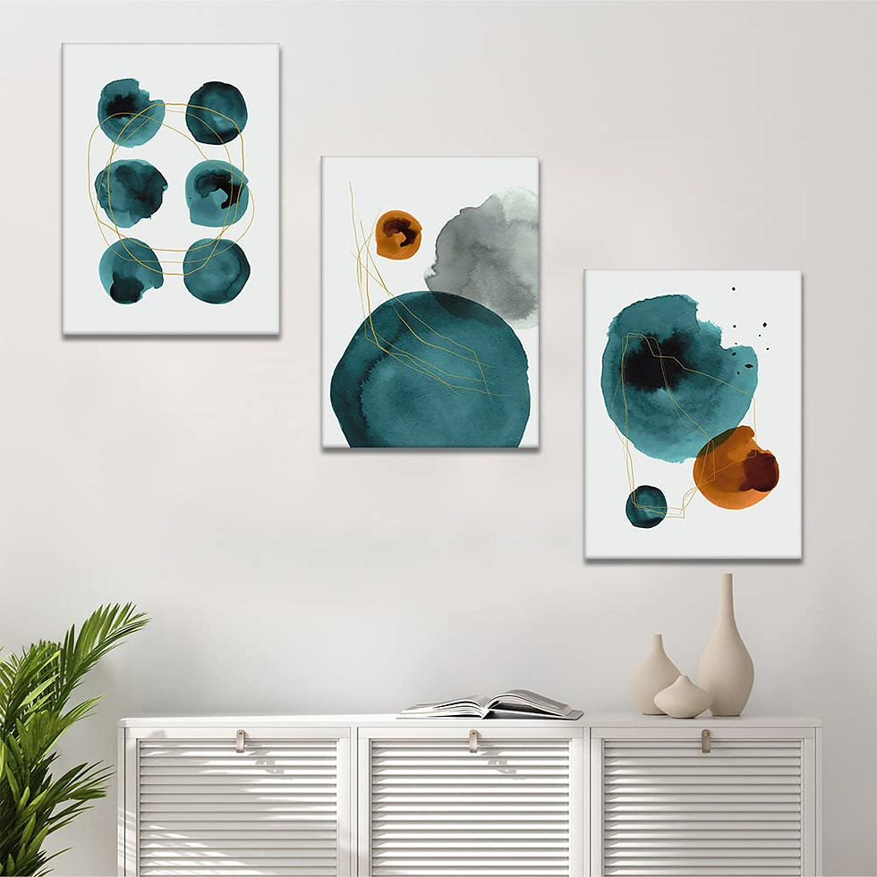 Thumbnail: Blue & Gold Ink Abstract Art Wall Canvas (3 Pcs) - 30cm x 40cm