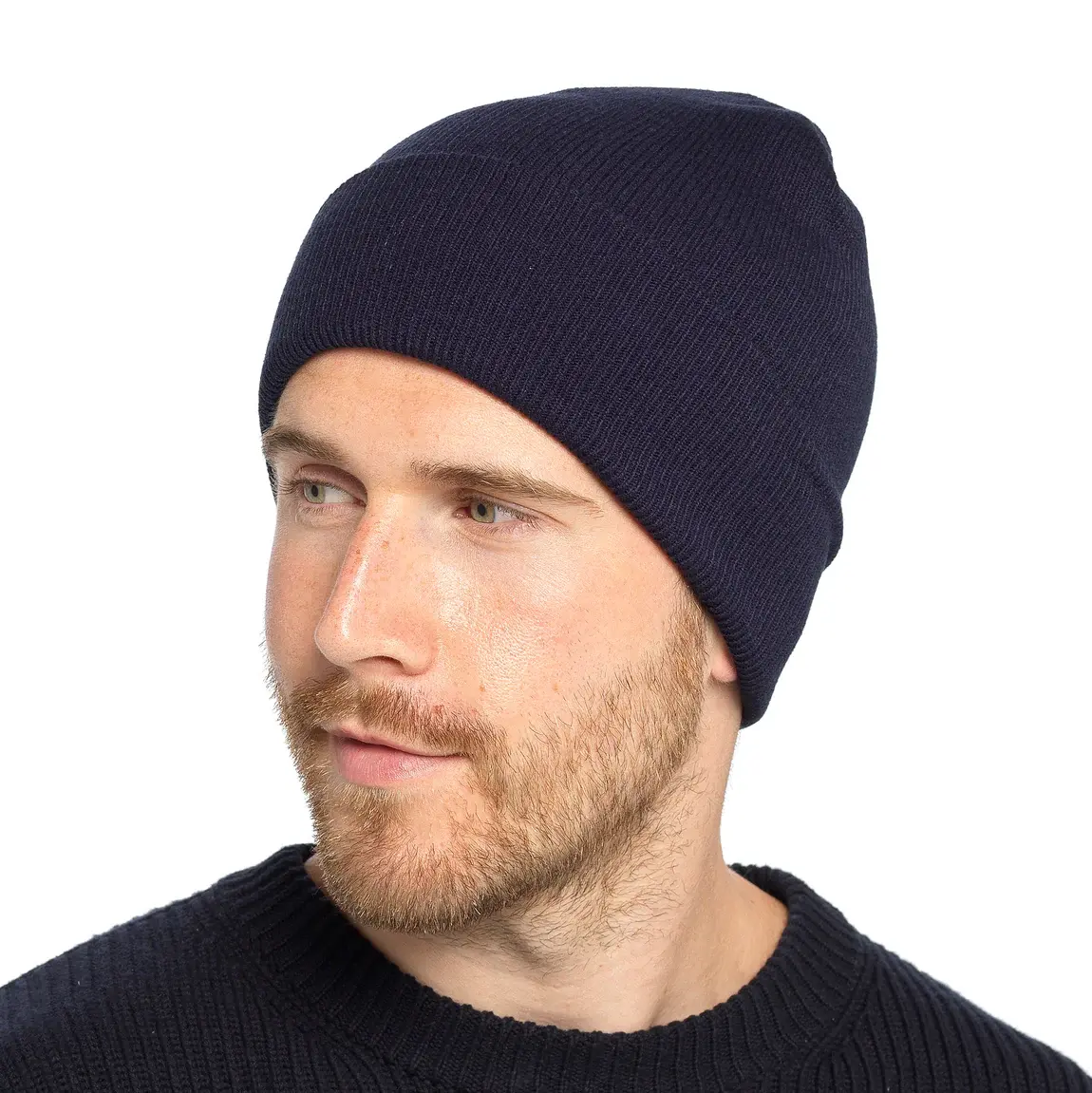 Tom Franks Knitted Hat With Turn Up - Navy