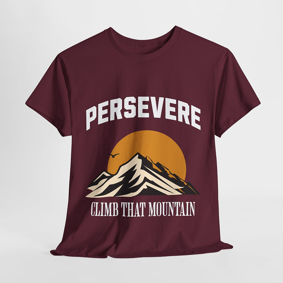 Thumbnail: Persevere T Shirt (Unisex) - Black/Maroon