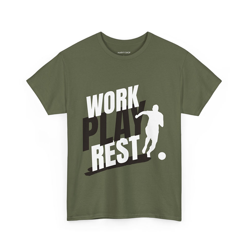 Thumbnail: Work Play Rest T Shirt - Forest Green/Military Green