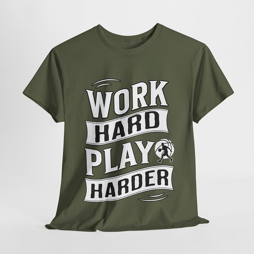 Thumbnail: Work Hard Play Harder T Shirt - Military Green/Forest Green