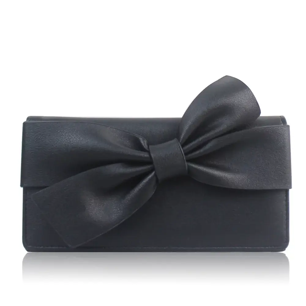 Large single fold bow purse - Black