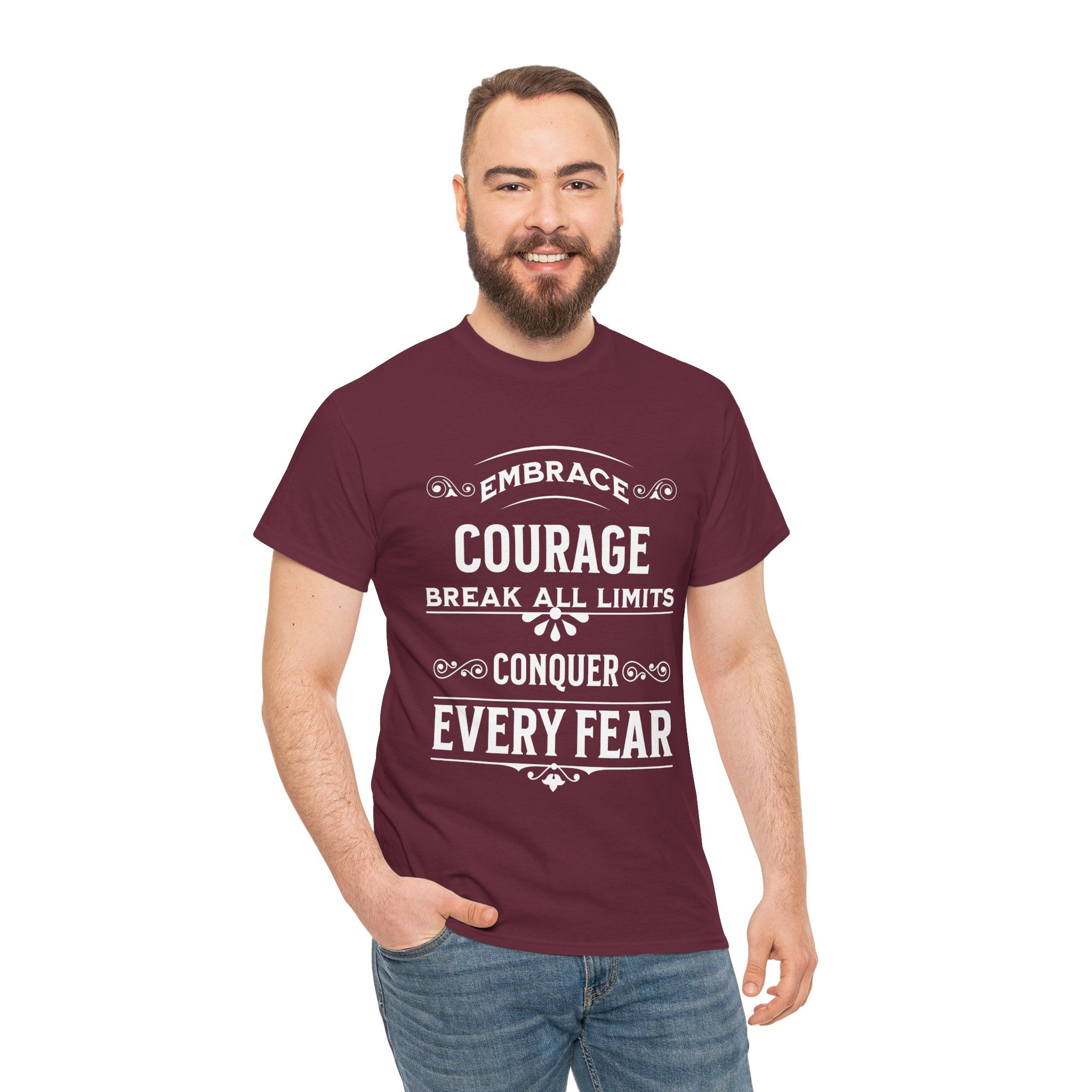 Embrace Courage T Shirt - Maroon/Red