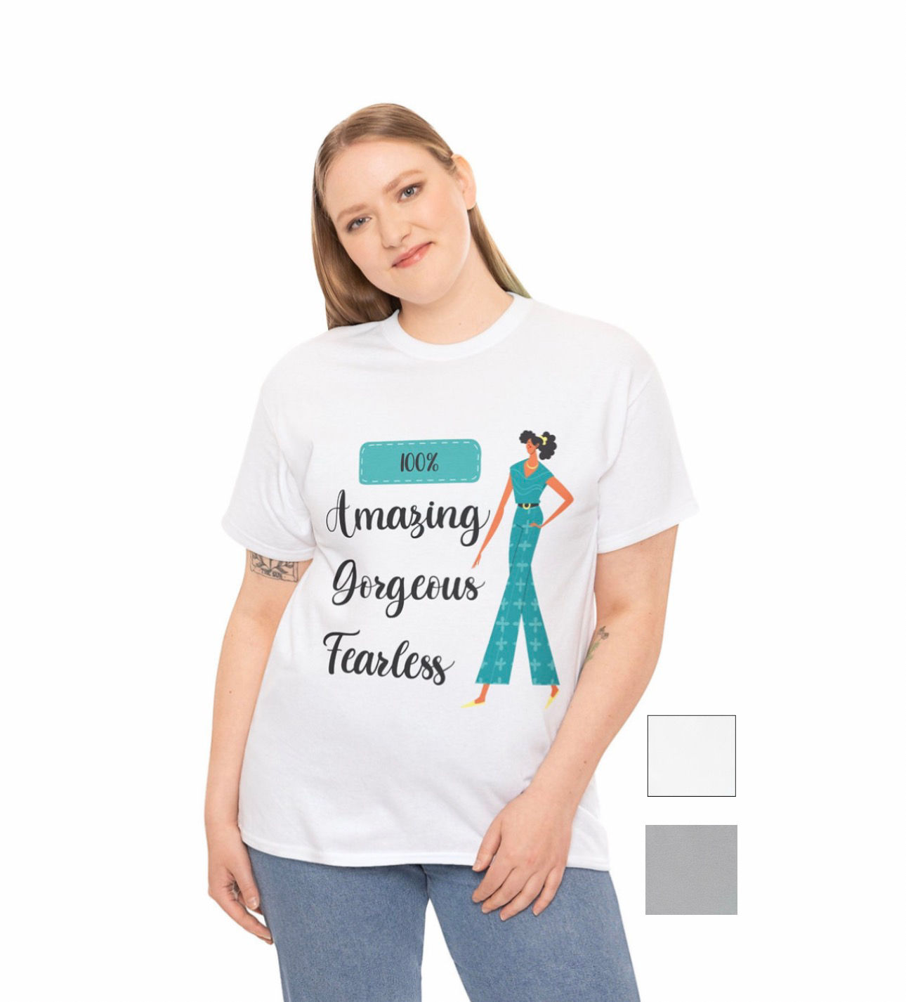 Amazing Ladies Custom T Shirt - White/Sport Grey