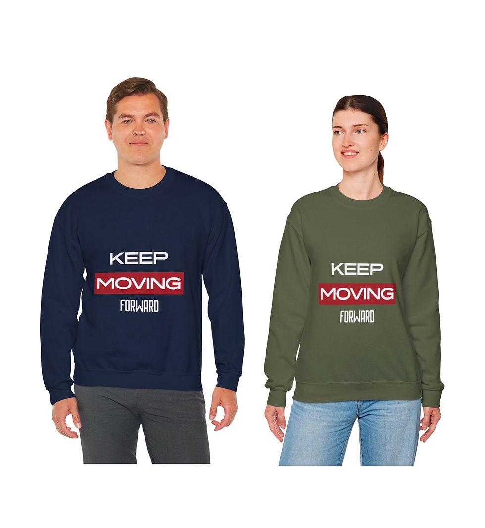 KEEP MOVING FORWARD SWEATSHIRT (UNISEX) - MILITARY GREEN/NAVY BLUE