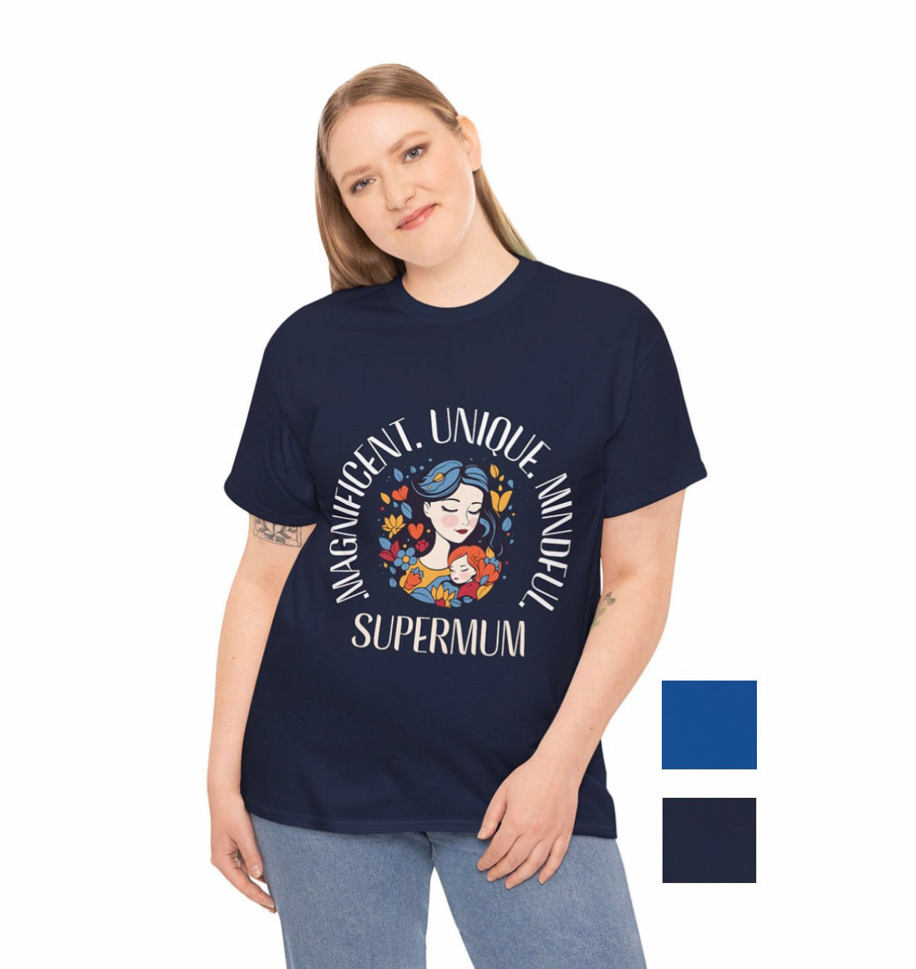 Supermum Custom T Shirt - Navy/Royal blue