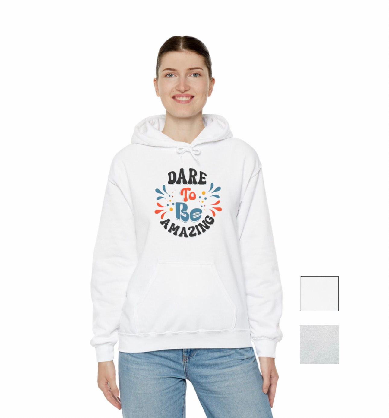 Dare To Be Amazing Custom Hoodie - White/Ash