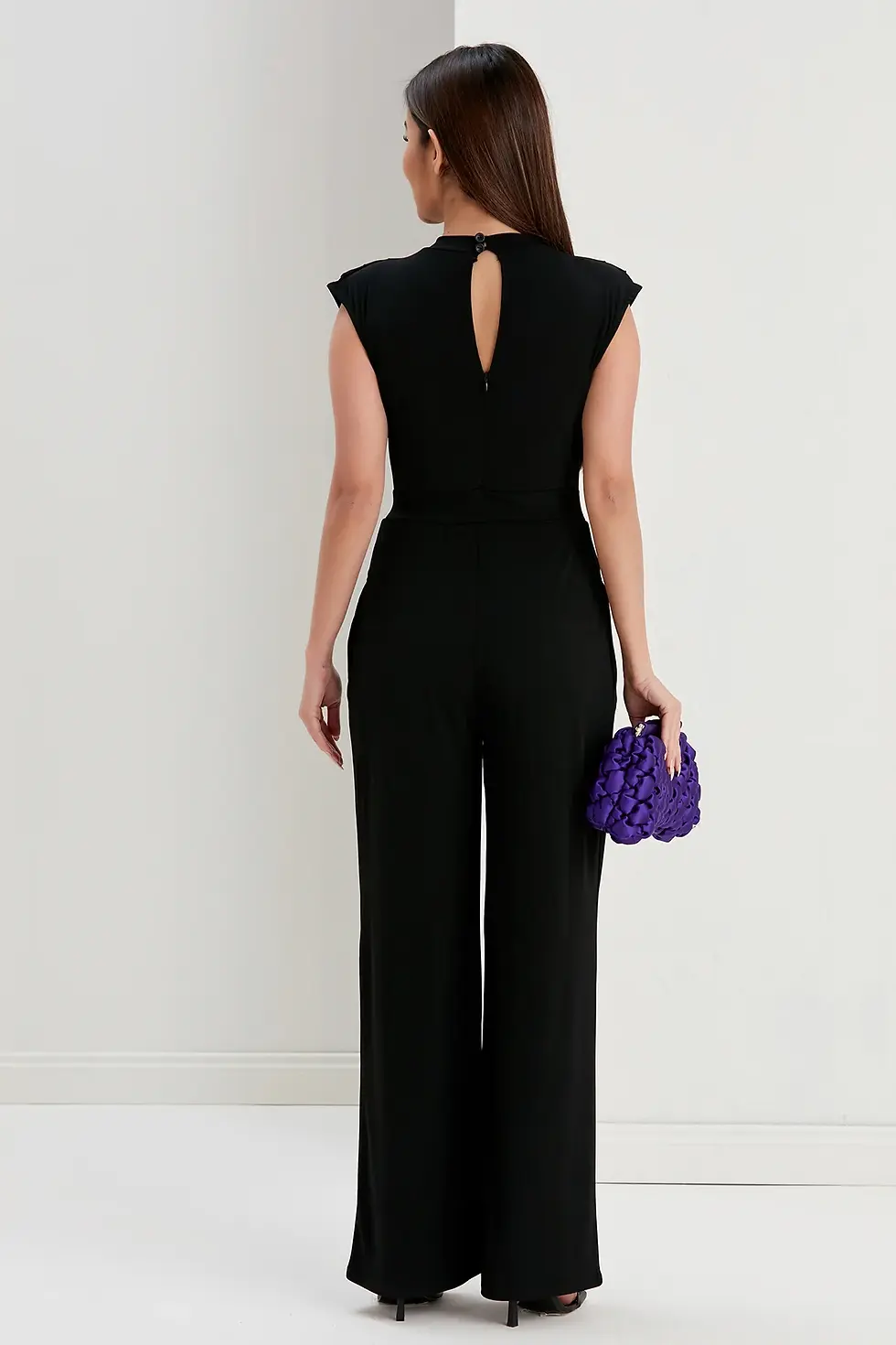 Thumbnail: HIGH NECK JUMPSUIT - BLACK