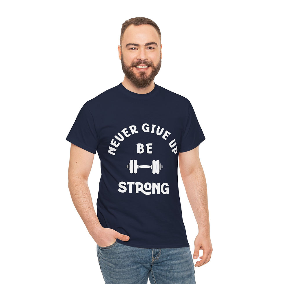 Thumbnail:  Never Give Up T Shirt (Unisex) - Navy/Red