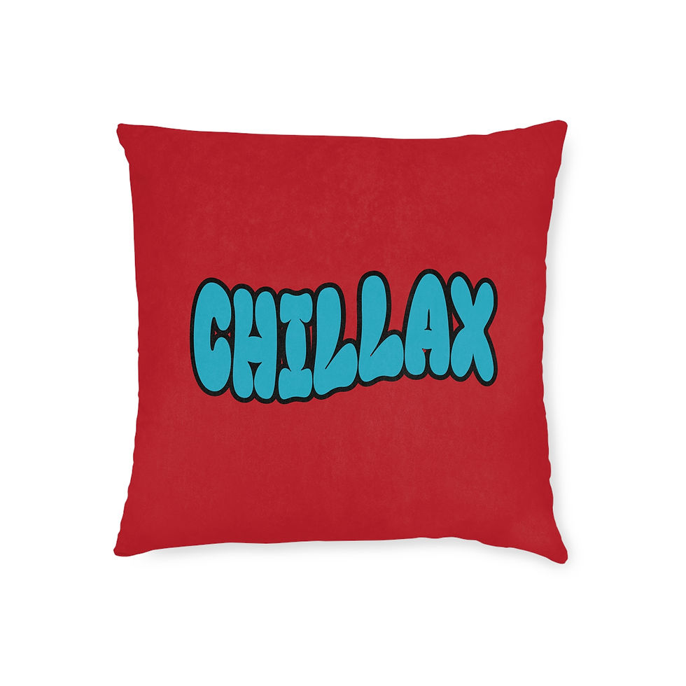 Thumbnail: Chillax Cushion - Dark Red With Turquoise Print