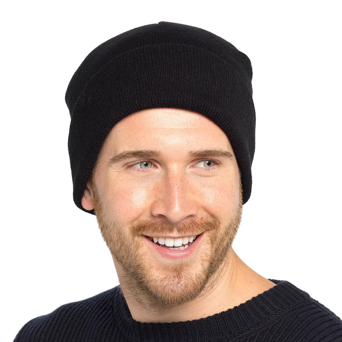 Tom Franks Knitted Hat With Turn Up - Black