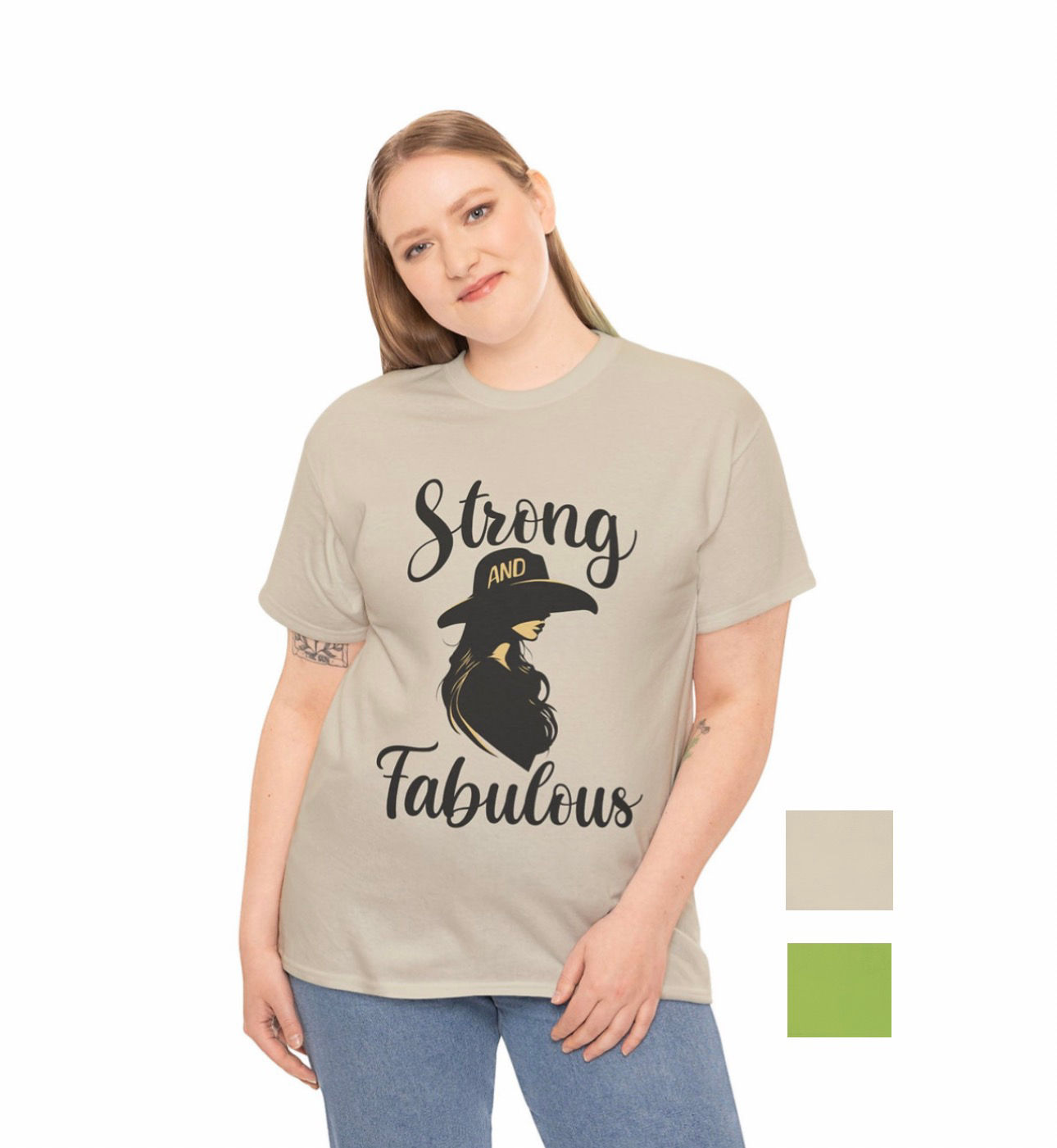 Strong and Fabulous Custom T Shirt - Sand/Kiwi