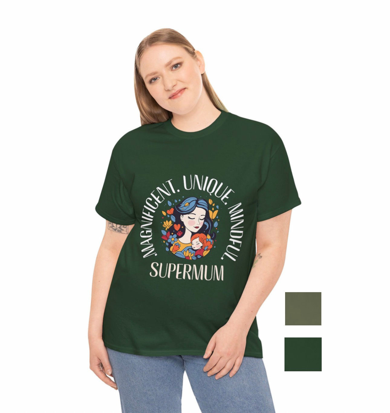 Supermum Custom T Shirt - Military Green/Forest Green