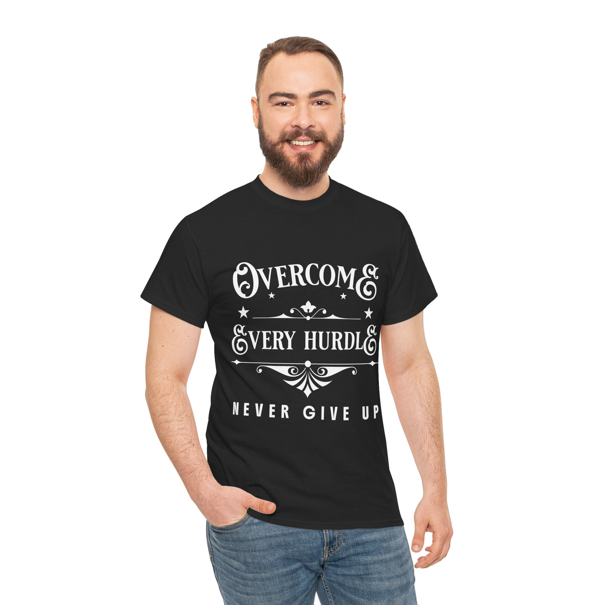 Overcome Every Hurdle T Shirt - Black/Maroon