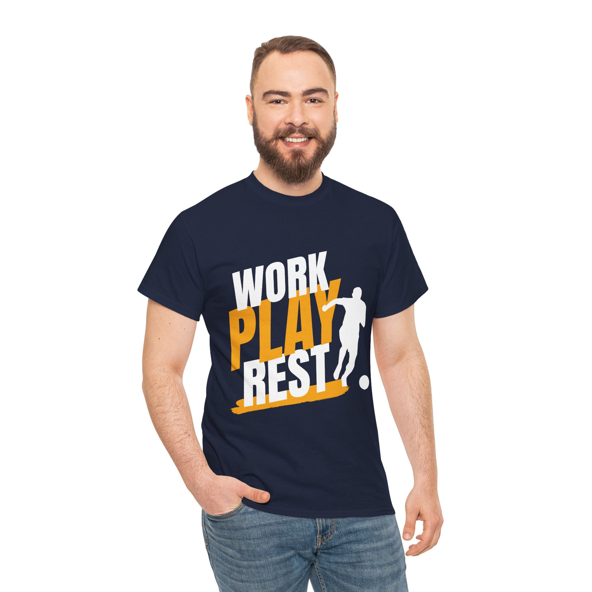 Work Play Rest T Shirt - Maroon/Navy