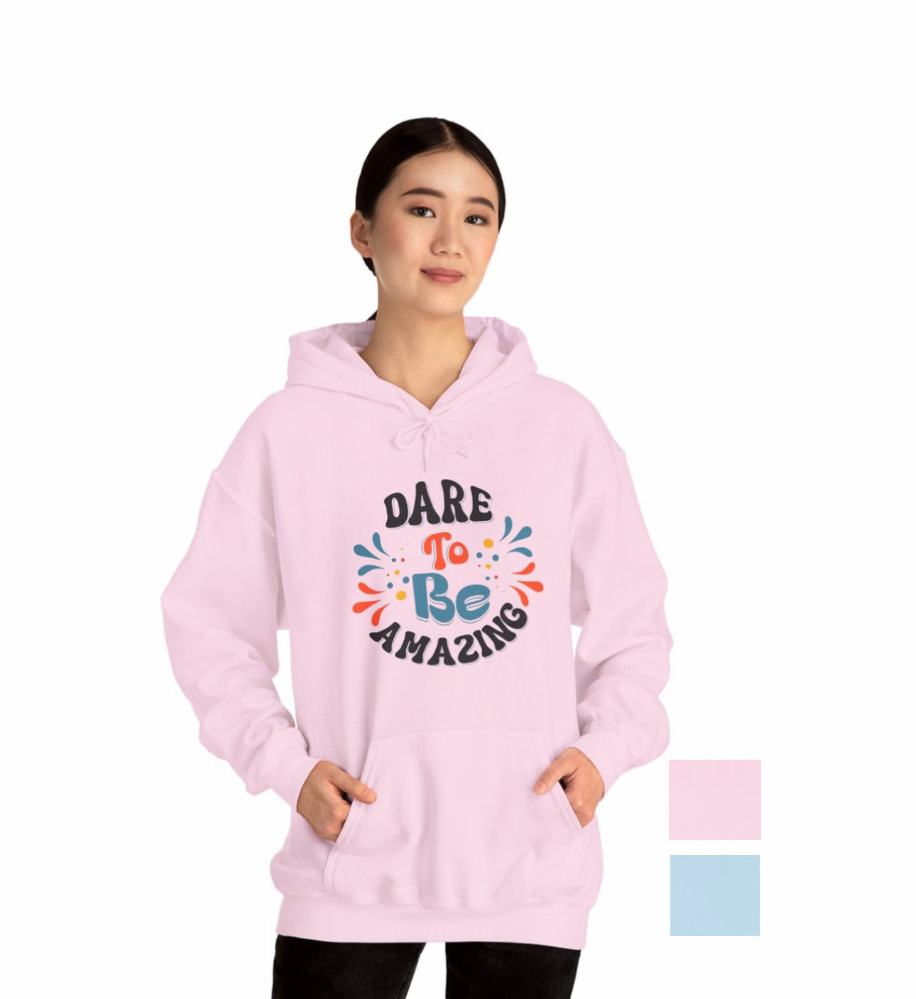 Dare To Be Amazing Custom Hoodie - Light Blue/Light Pink