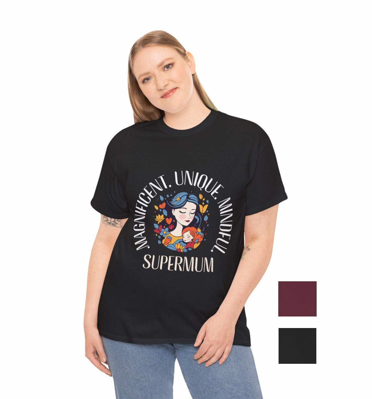 Supermum Custom T Shirt - Black/Maroon