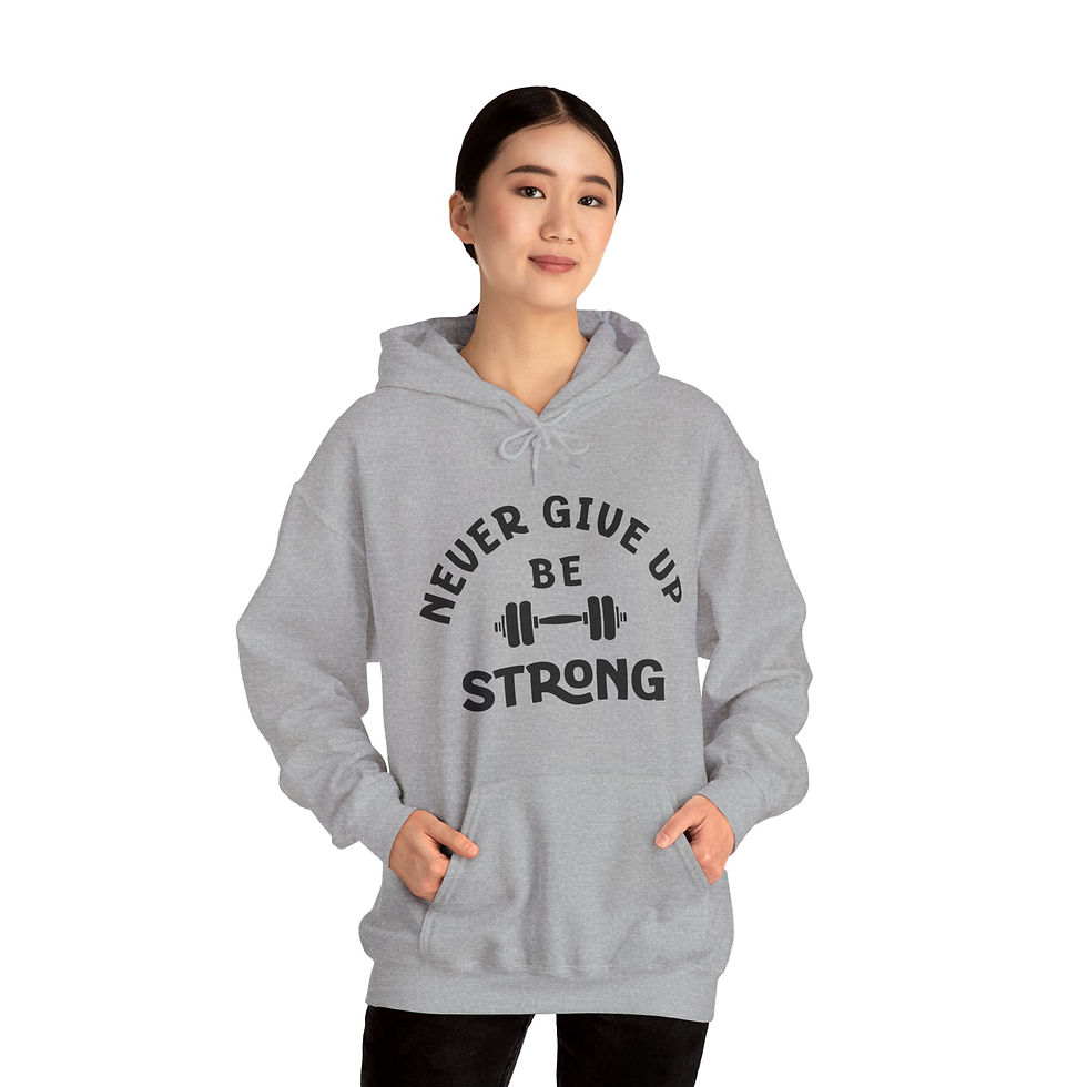 Thumbnail: NEVER GIVE UP HOODIE (UNISEX) - WHITE/GREY
