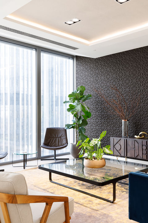 office, armchair, coffee table, plants, sideboard, interior design, office refurbishment