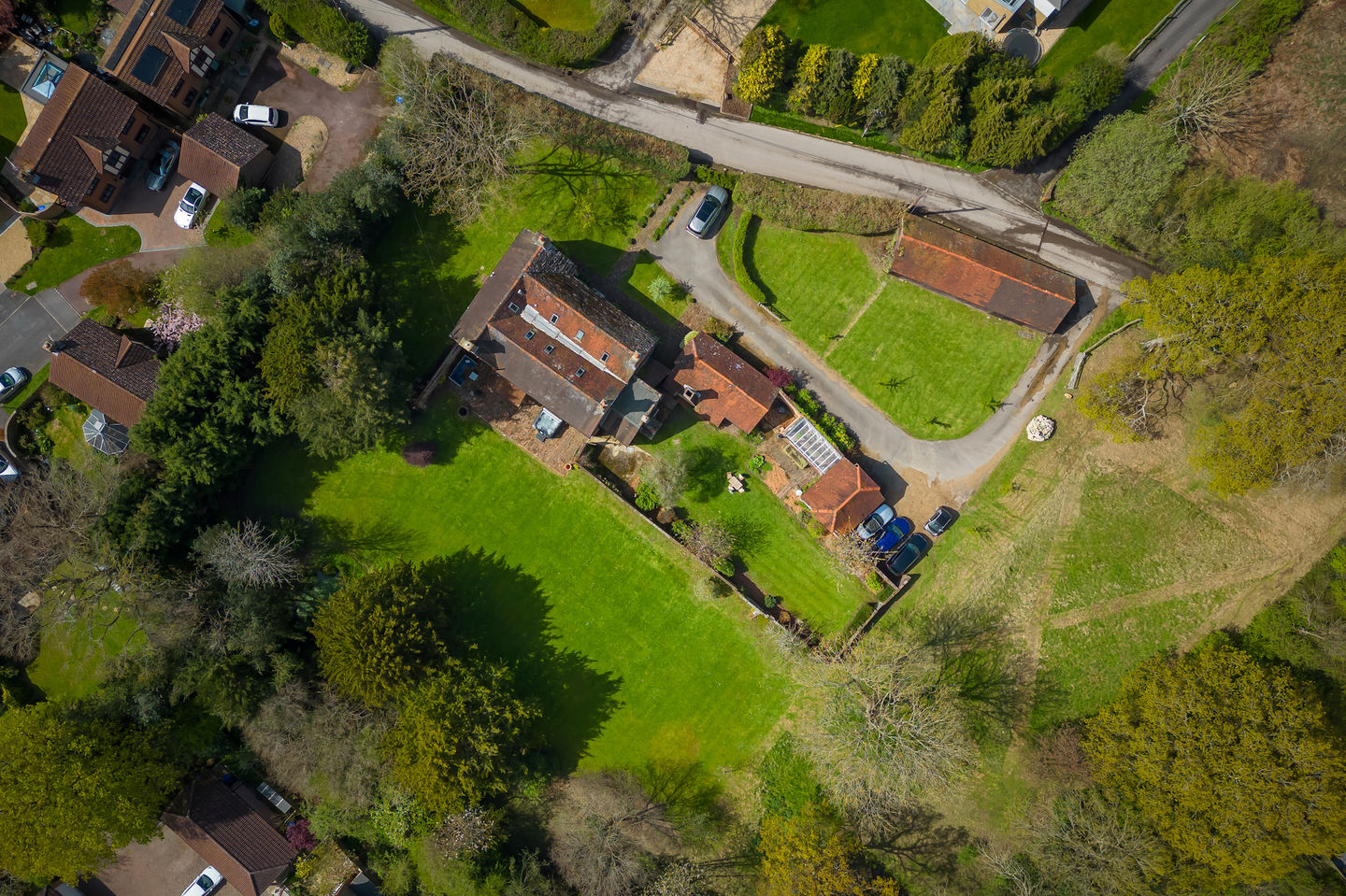 drone photograph, aerial photograph, housing estate, new build house, house from above