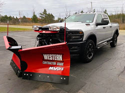 White Truck with Red Plow