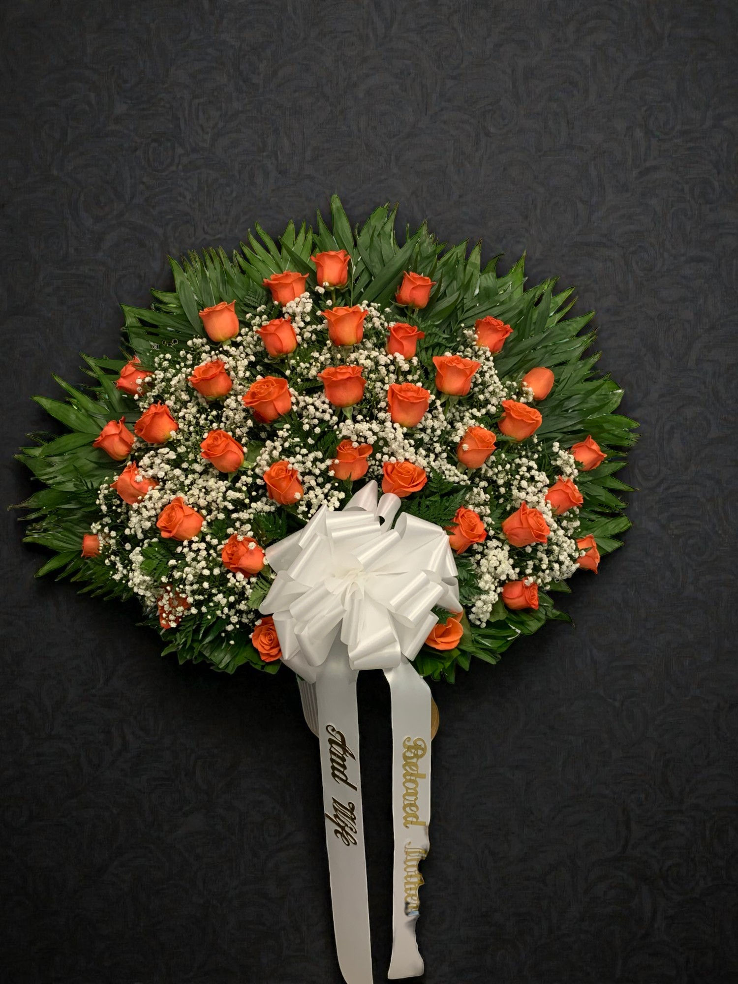 Orange Rose Funeral Basket