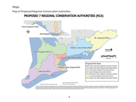 Map showing the proposed seven Regional Conservation Authorities
