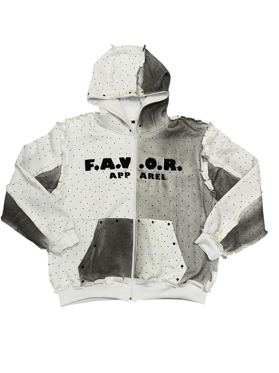 F.A.V.O.R. Two-Tone Distressed Embroidery Hoodie