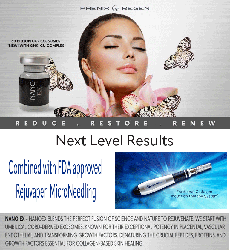 Advanced microneedling treatment in Miami featuring Nano-EX regenerative technology and Rejuvapen collagen induction therapy for skin rejuvenation, acne scars, and collagen renewal.