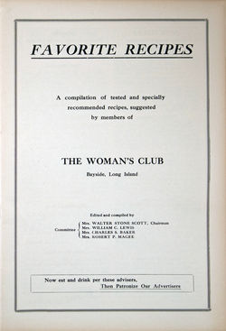 Bayside Woman’s Club Cookbook