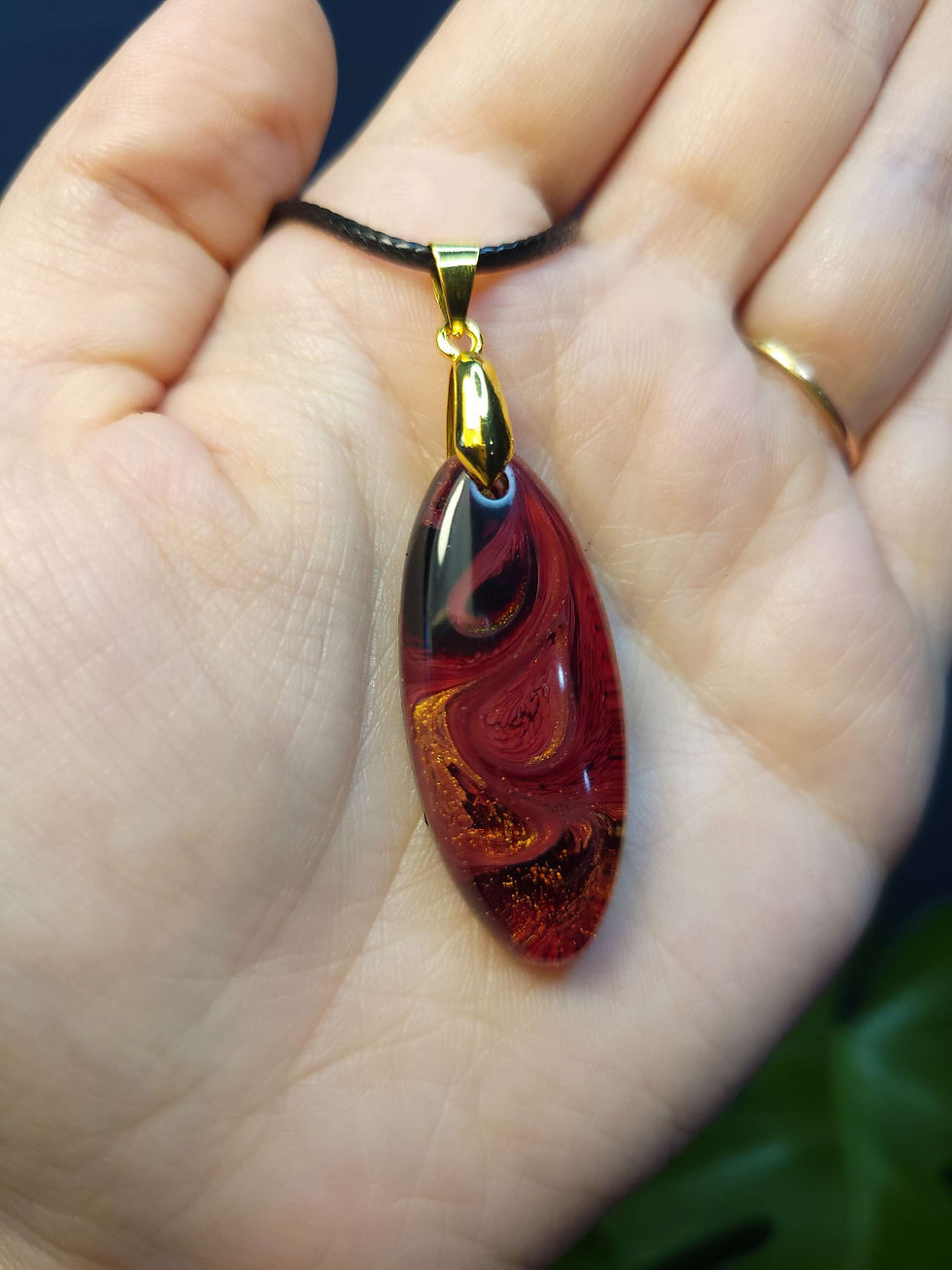 Thumbnail: "Crimson Majesty" Handmade Resin Pendant