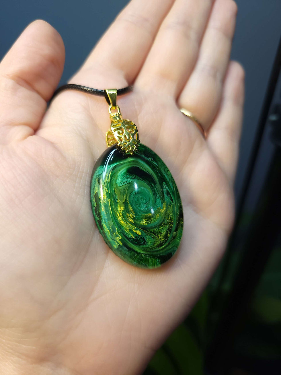 Thumbnail: "Verdant Elegance" Handmade Resin Pendant