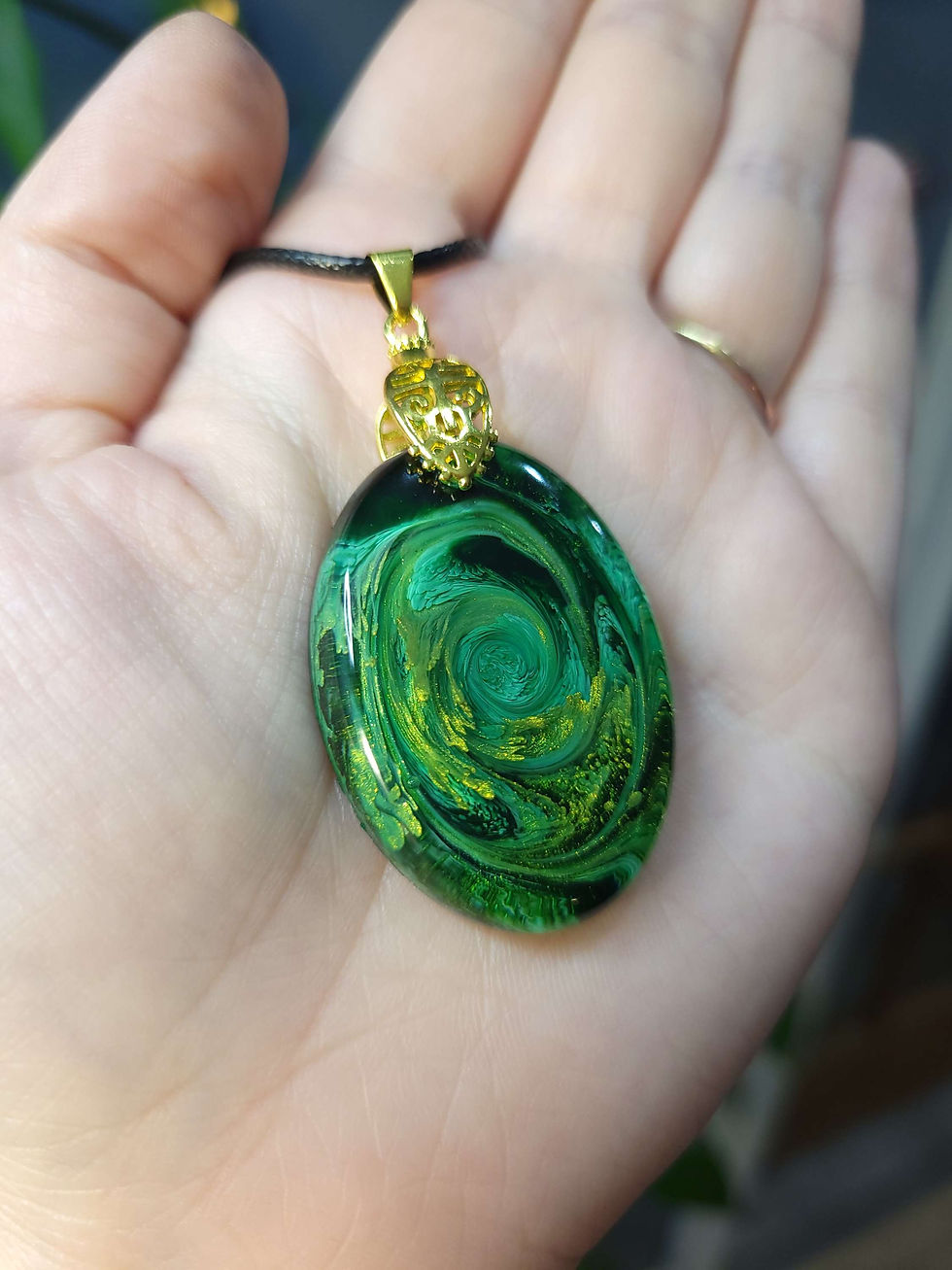 Thumbnail: "Verdant Elegance" Handmade Resin Pendant