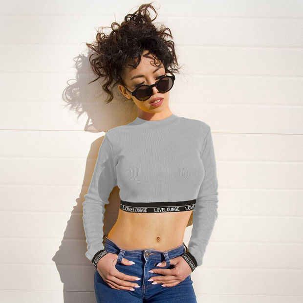 縮圖：短腰緊身長袖上衣