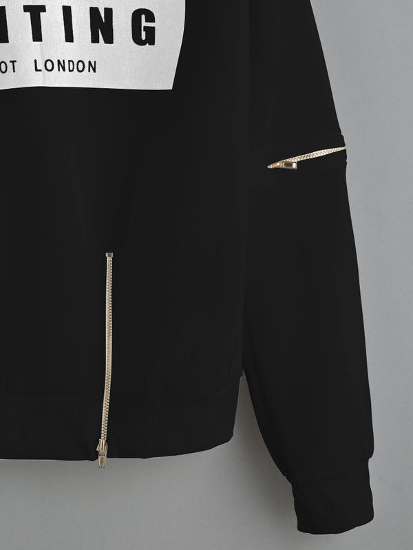 縮圖：個性拉鍊加厚版大學T