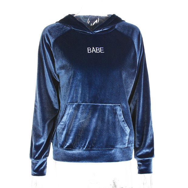 縮圖：絲絨BABE帽T上衣