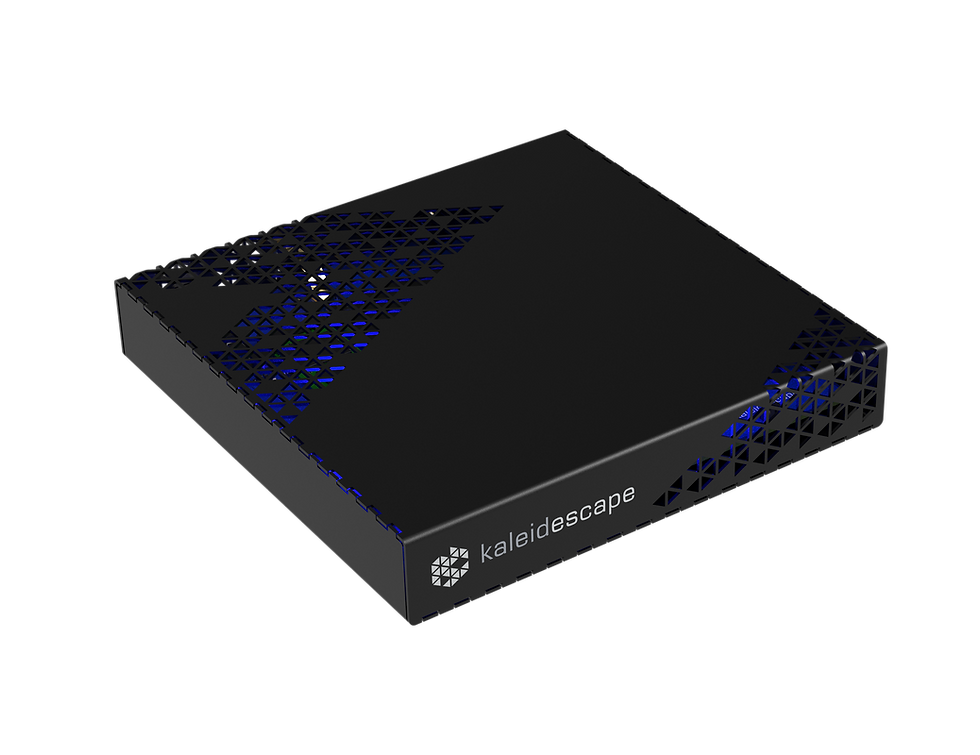 Kaleidescape Strato M movie player, angled front view.