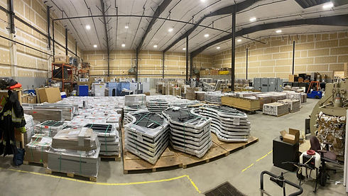 Machines and equipment stored in a warehouse