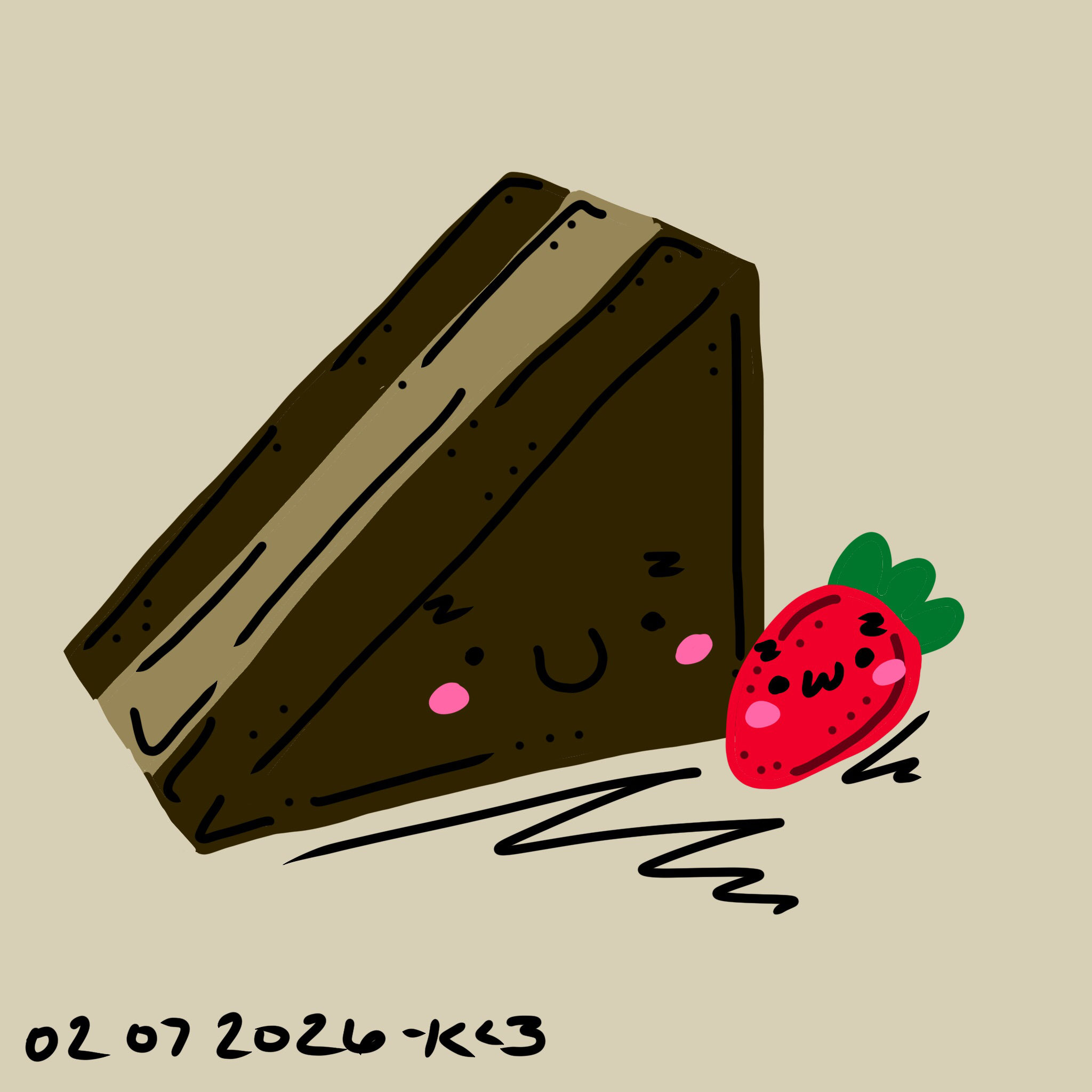 Chocolate Cake and Strawberry Digital Print