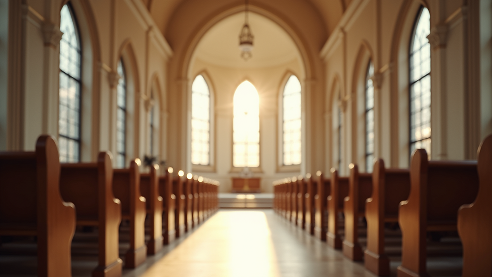 Eye-level view of a serene chapel interior with soft natural light