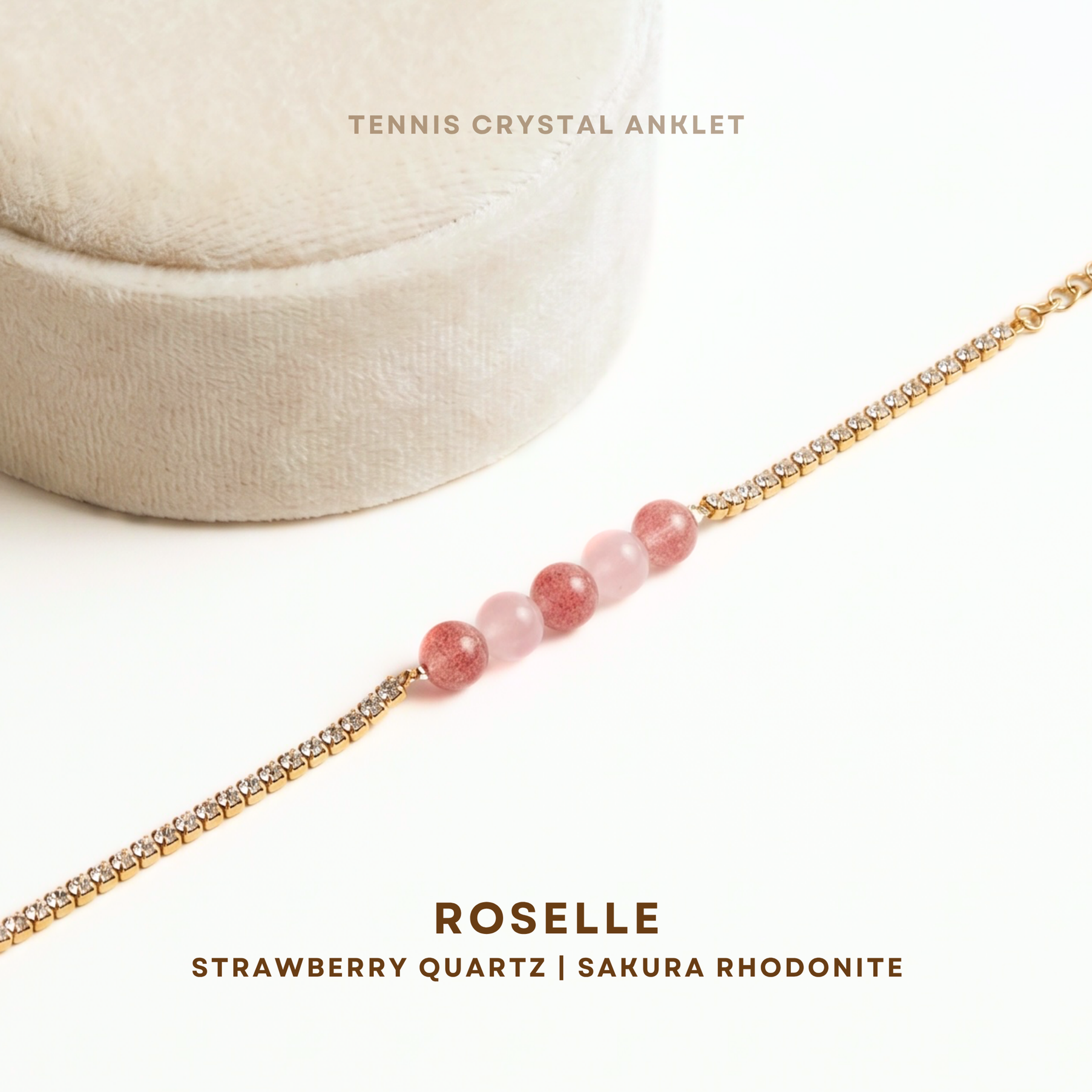 Tennis Crystal Anklet: Roselle