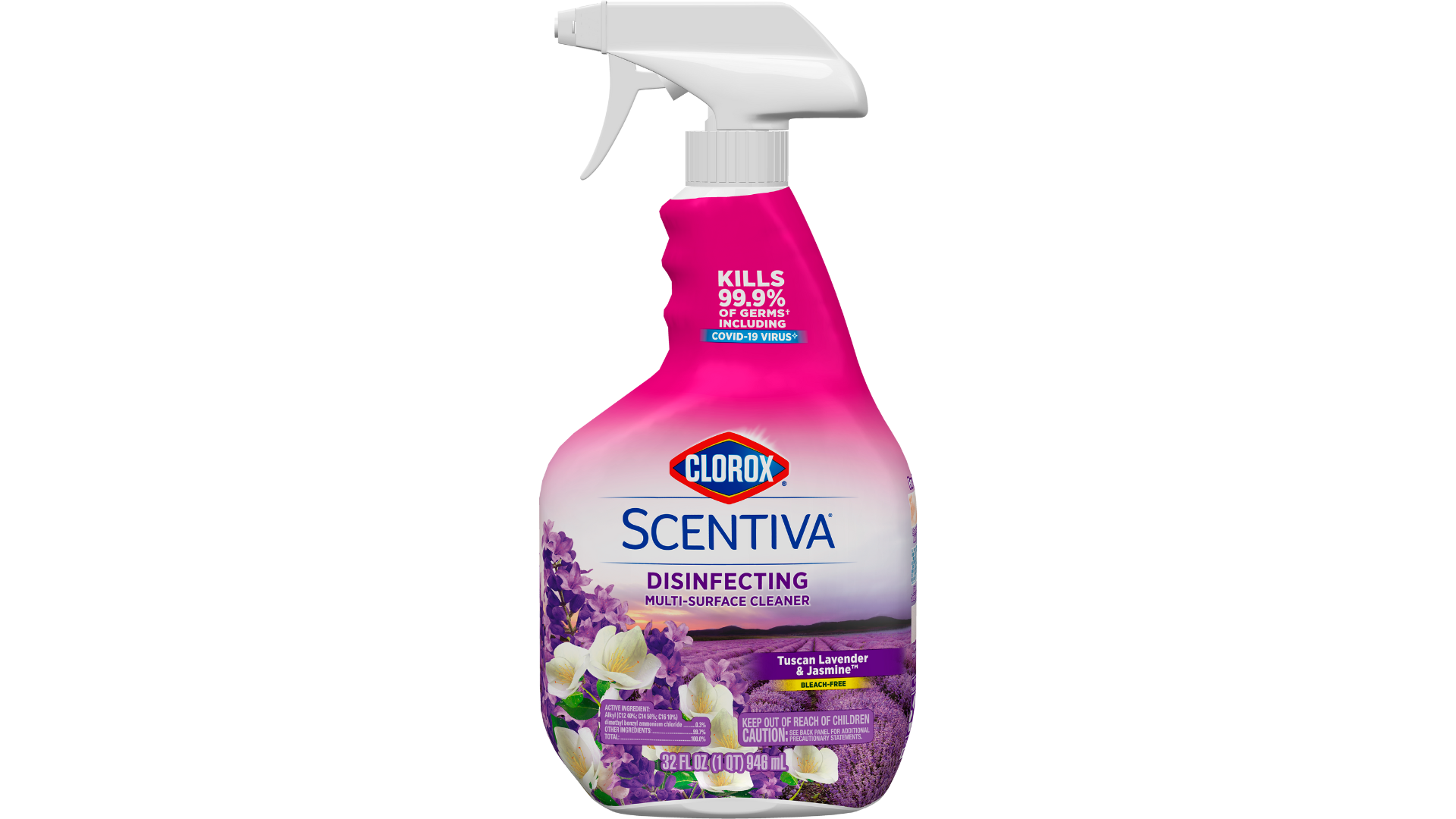 Clorox Scentiva Multi Surface Cleaner, Spray Bottle, Tuscan Lavender and Jasmine